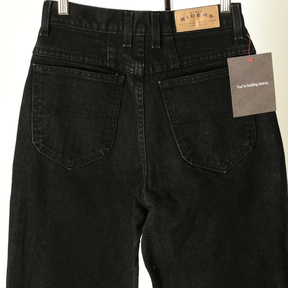 90s Vintage Black High Waist Tapered Leg Jeans Womens 2 Black Riders Denim Long - Picture 7 of 9